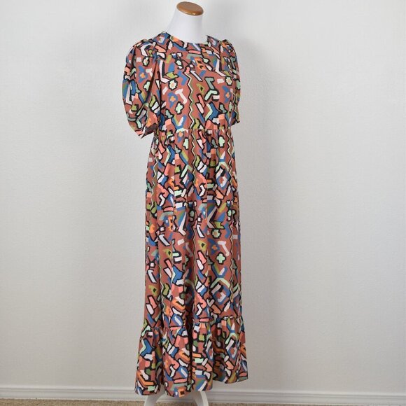 CROSBY Mollie Burch Abstract Printed Maxi Midi Dress - S - Picture 7 of 8